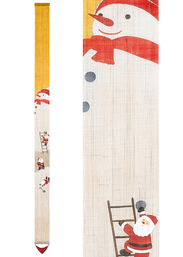 手染め麻細タペストリー「スノーマン」 [京都洛柿庵オンラインショップ]