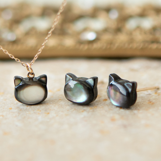 ピアス K10イエローゴールド ブラックシェル アクセサリーPePe