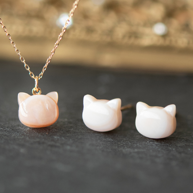 ピアス K10イエローゴールド ピンクシェル アクセサリーPePe