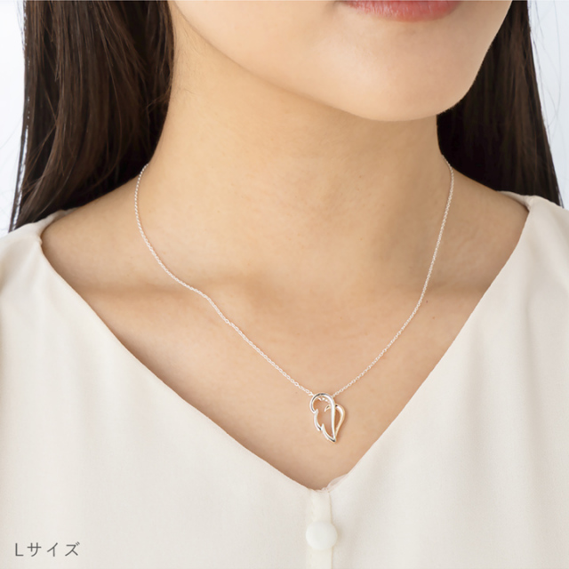 シルバー＆ゴールド ツートン羽モチーフネックレス（小） 未来天使