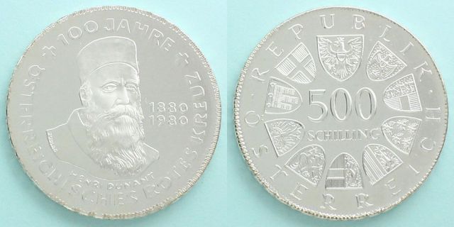 オーストリア 1980 500シリング プルーフ銀貨 オーストリア赤十字100周年