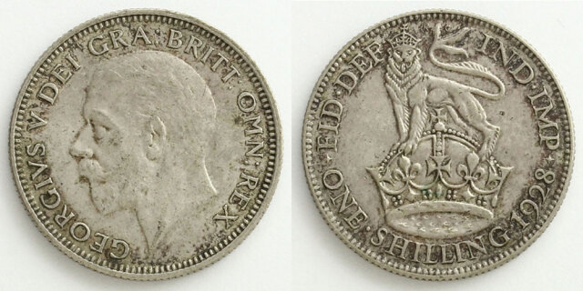 イギリス 1928 1シリング銀貨 ジョージ5世