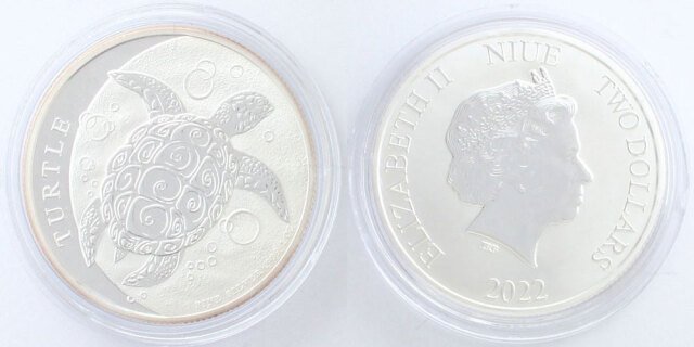 ニウエ 2022 2ドル銀貨 ウミガメ