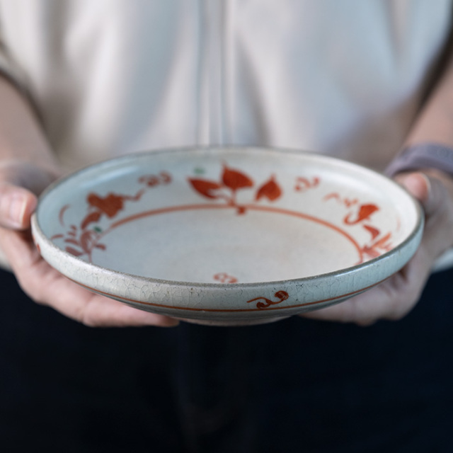 中皿 | 粉引赤絵六寸皿（KIA-149） 作家「荒木漢一」