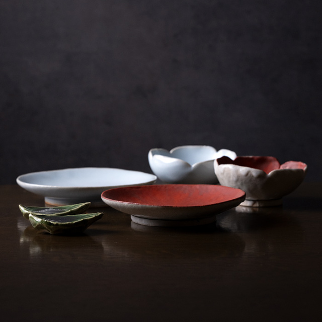 和食器 紅白椿文揃 作家「佐々木好正」