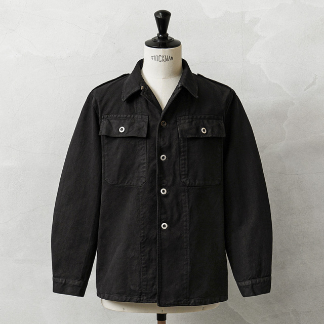 実物 USED スイス軍 前期型 デニム ワークジャケット BLACK染め ミリタリー