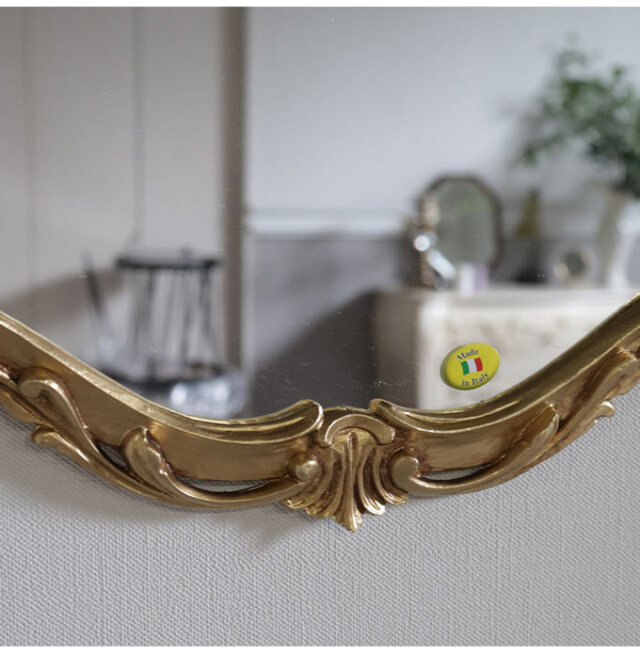 イタリア製 ウォールミラー 壁掛け鏡 ゴールド｜おしゃれインテリア