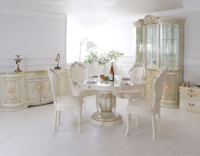 高級イタリア家具 レオナルド(REONARD) 伸長式ダイニング5点セット 4人