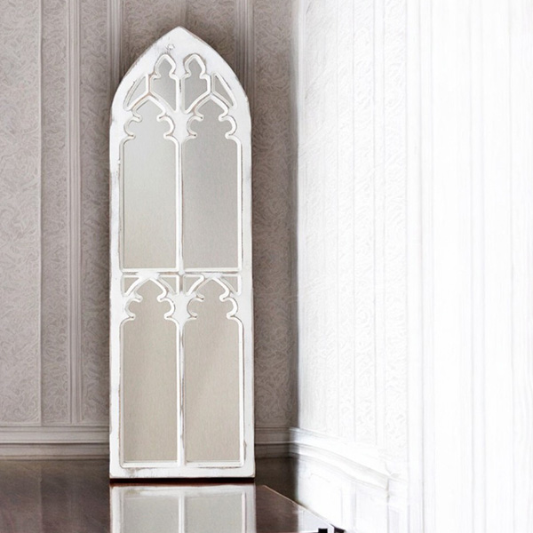 フレンチシャビー ウィンドウミラー 壁掛け鏡（ホワイト）｜Y-KAGU