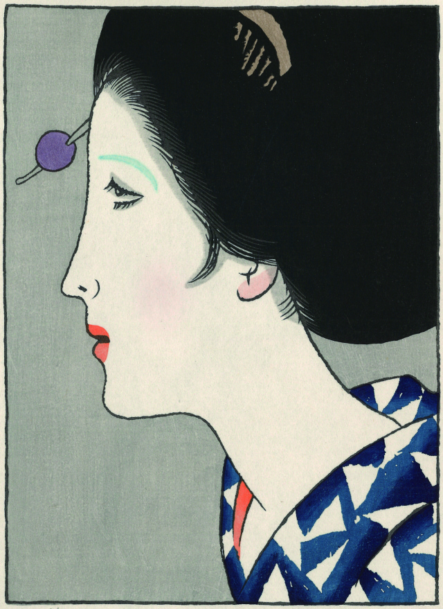 木版画「ゆかたの女」