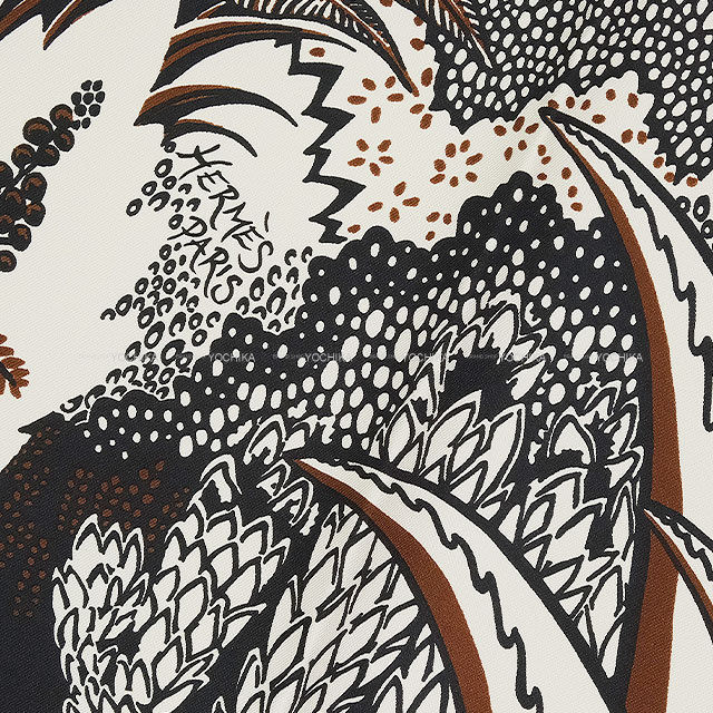 HERMES エルメス スカーフ カレ90 マウンテン ゼブラ マロン/黒