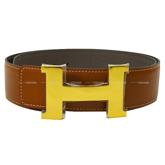 エルメス ボックスカーフ コンスタンス Hベルト 60 HERMES ゴールド