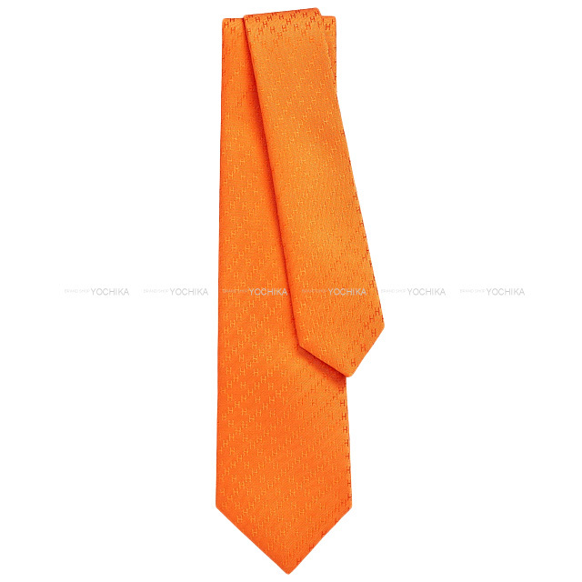 HERMES エルメス ネクタイ Hロゴ FACONNEE NEW H オレンジヴィフ