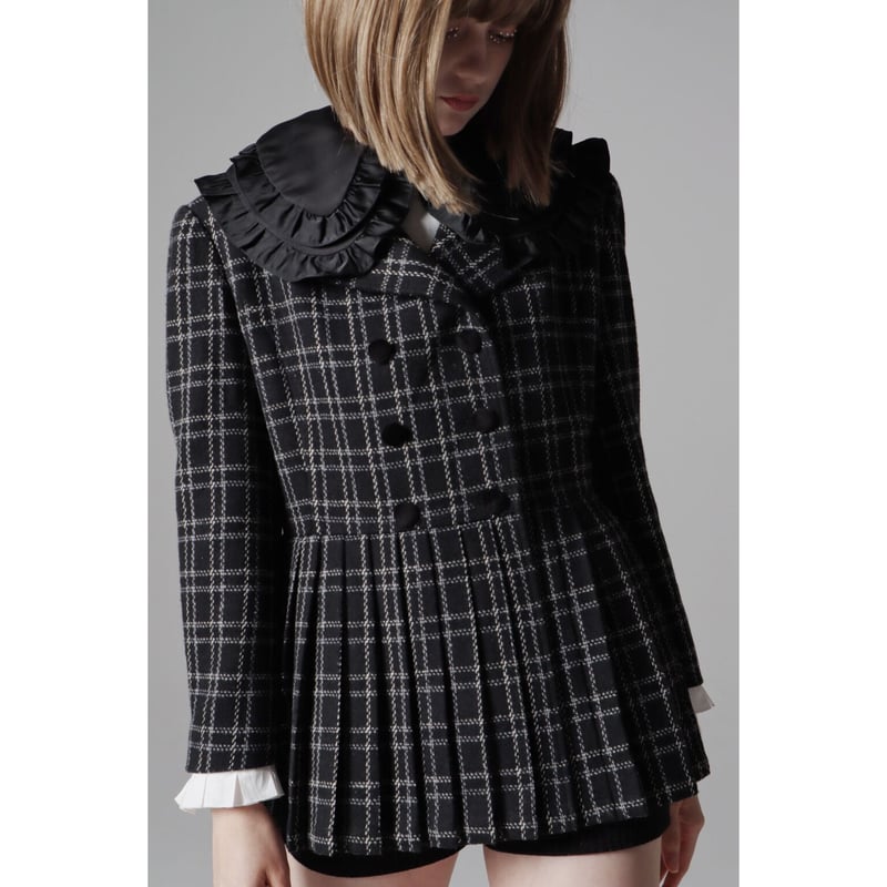 epine pleats frill jacket black
