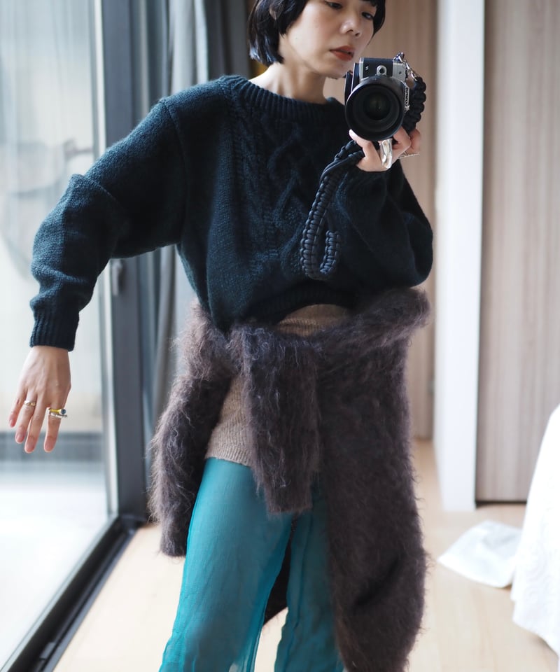 flower appliqué knit DARK GREDN | Y.A.Acc