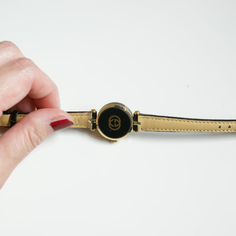 GUCCI グッチ シェリーライン ブラック レザー 腕時計/ ヴィンテージ