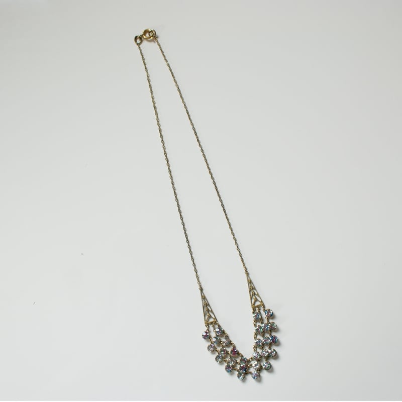 イギリス買付】アイリスガラス 3連 ネックレス/ ヴィンテージ