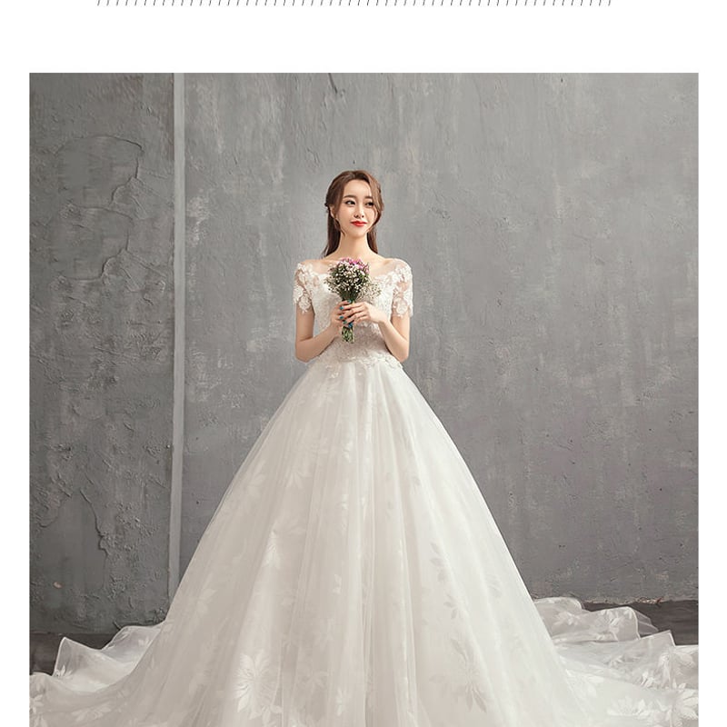 ウエディングドレス ホワイト 上質オーガンジー スパンコール Aライン