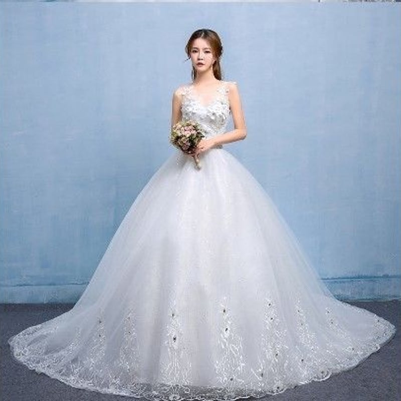 ウエディングドレス ホワイト ソフトチュール ビジュー タンクトップ A