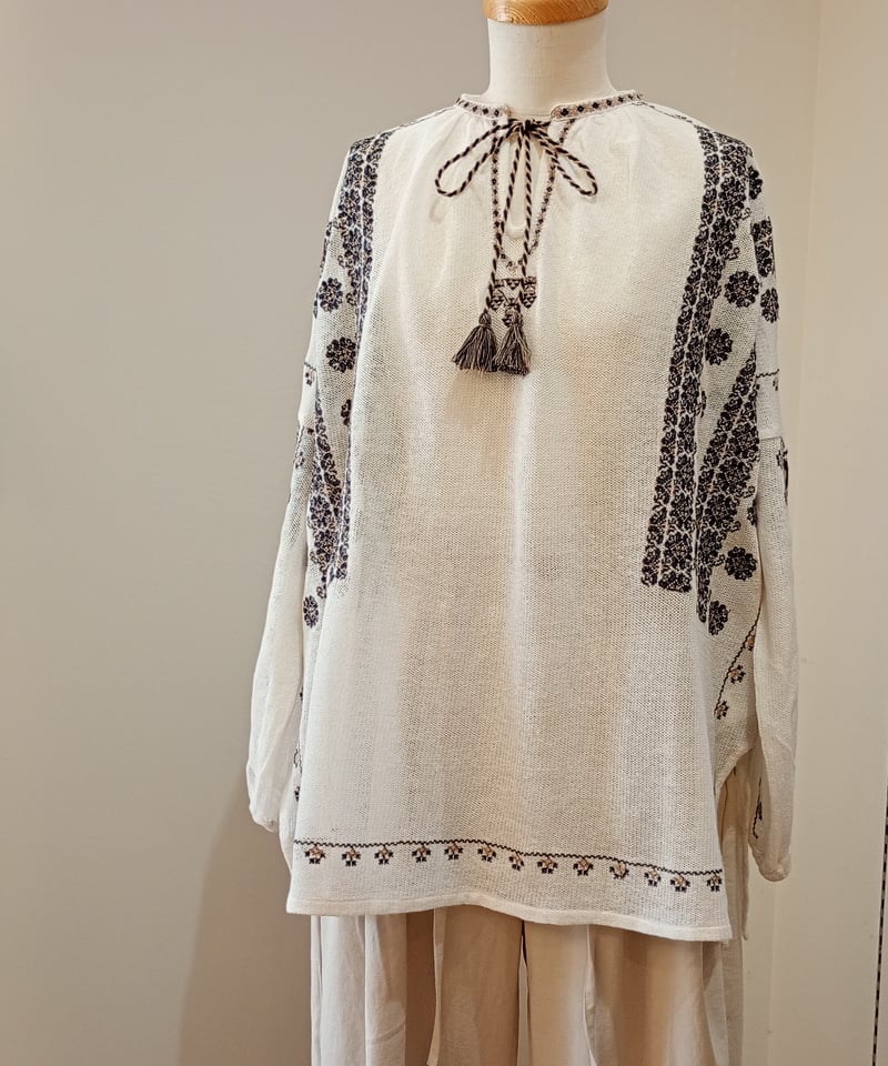 doux bleu／インド刺繍メッシュブラウス | mon favori｜モンファヴォリ