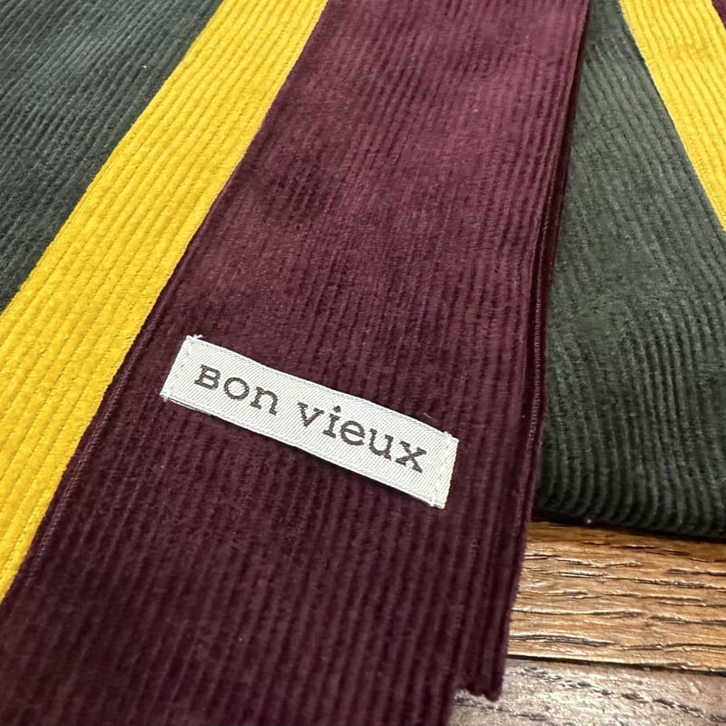 Bon Vieux オリジナル コーデュロイ スクールマフラー #ボルドー