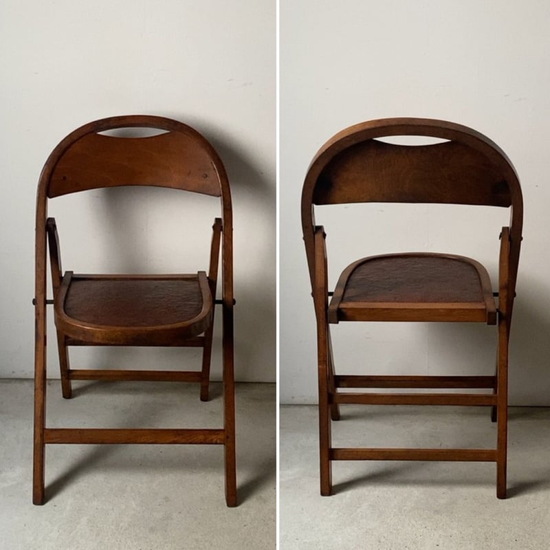 A ヴィンテージ 木製 折り畳み椅子 フォールディングチェア 昭和期