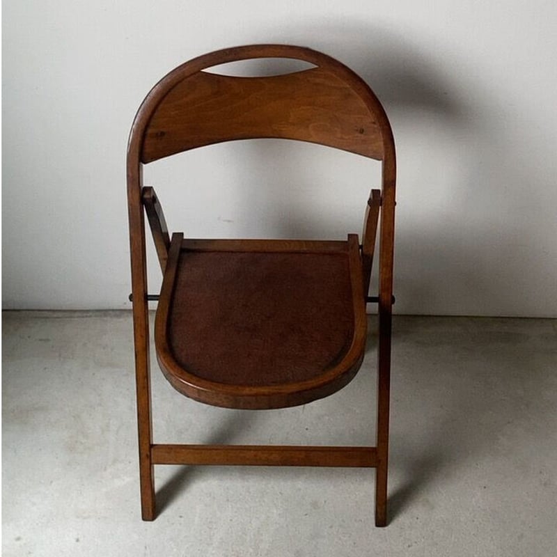 B ヴィンテージ 木製 折り畳み椅子 フォールディングチェア 昭和期