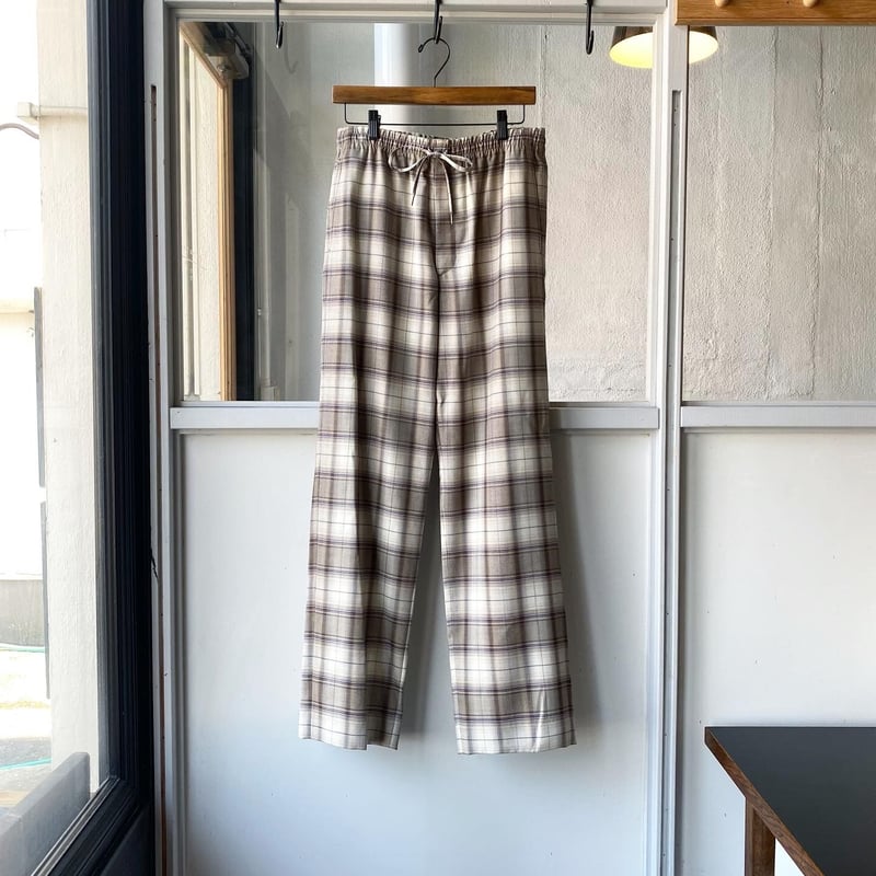 AURALEE SUPER LIGHT WOOL CHECK EASY SLACKS | L