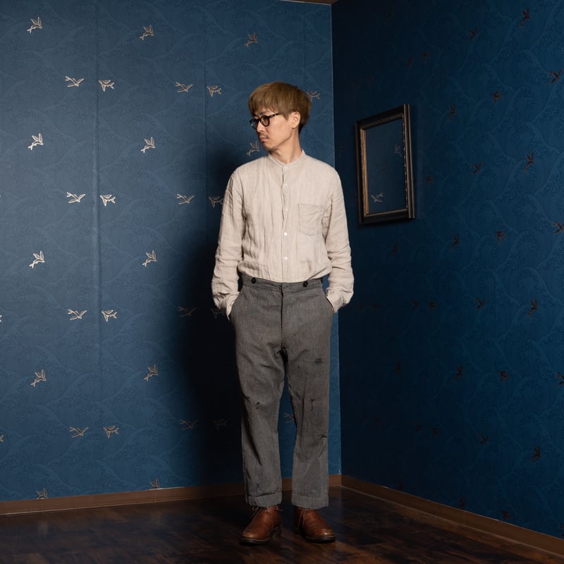 30-40s French Vintage Black Chambray Trousers