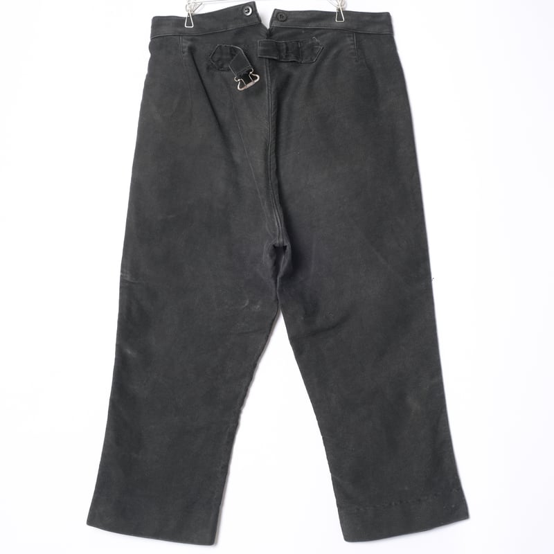 40s France Vintage Black Moleskin Work Trousers