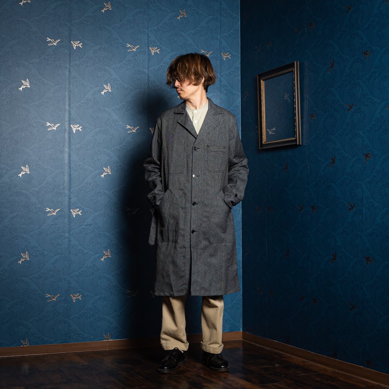 40-50s VULCAIN Black Chambray Atelier Coat Dead