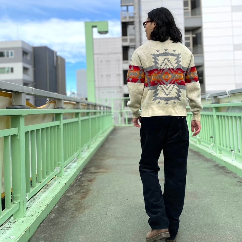 70s Pendleton ネイティブ柄ニット ペンドルトン WOOL 100％ Size L