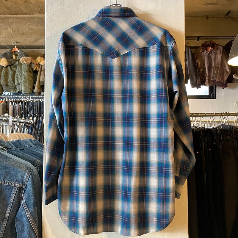 70s PENDLETON L/S ウールシャツ M USA製 オンブレチェック ペン
