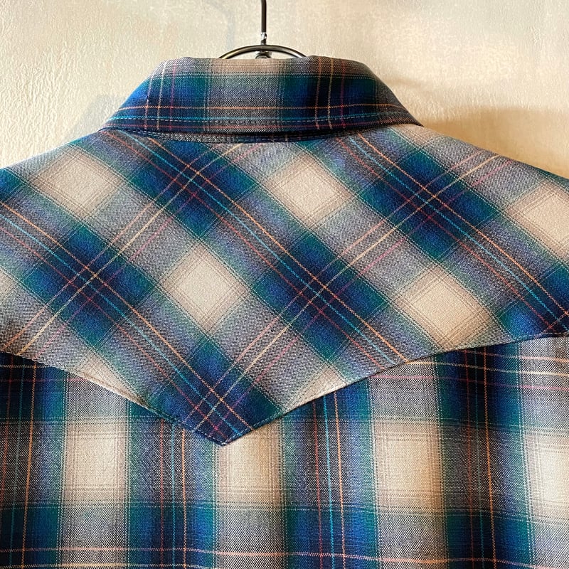 70s PENDLETON L/S ウールシャツ M USA製 オンブレチェック ペン