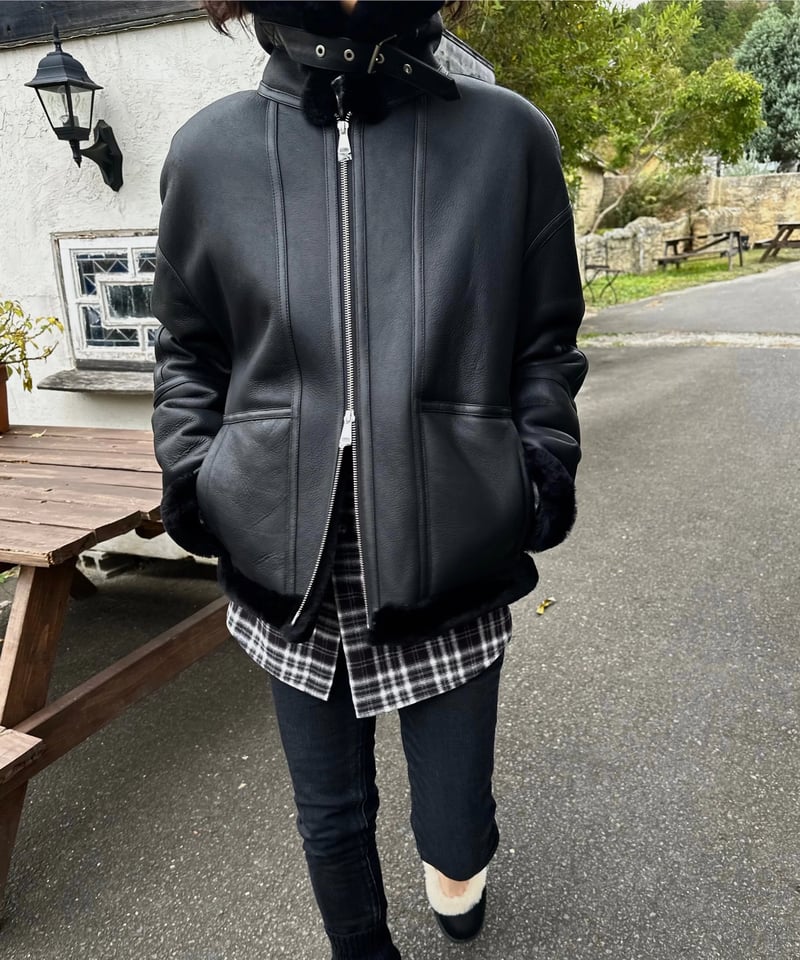 leather shearing jacket | ok.soon