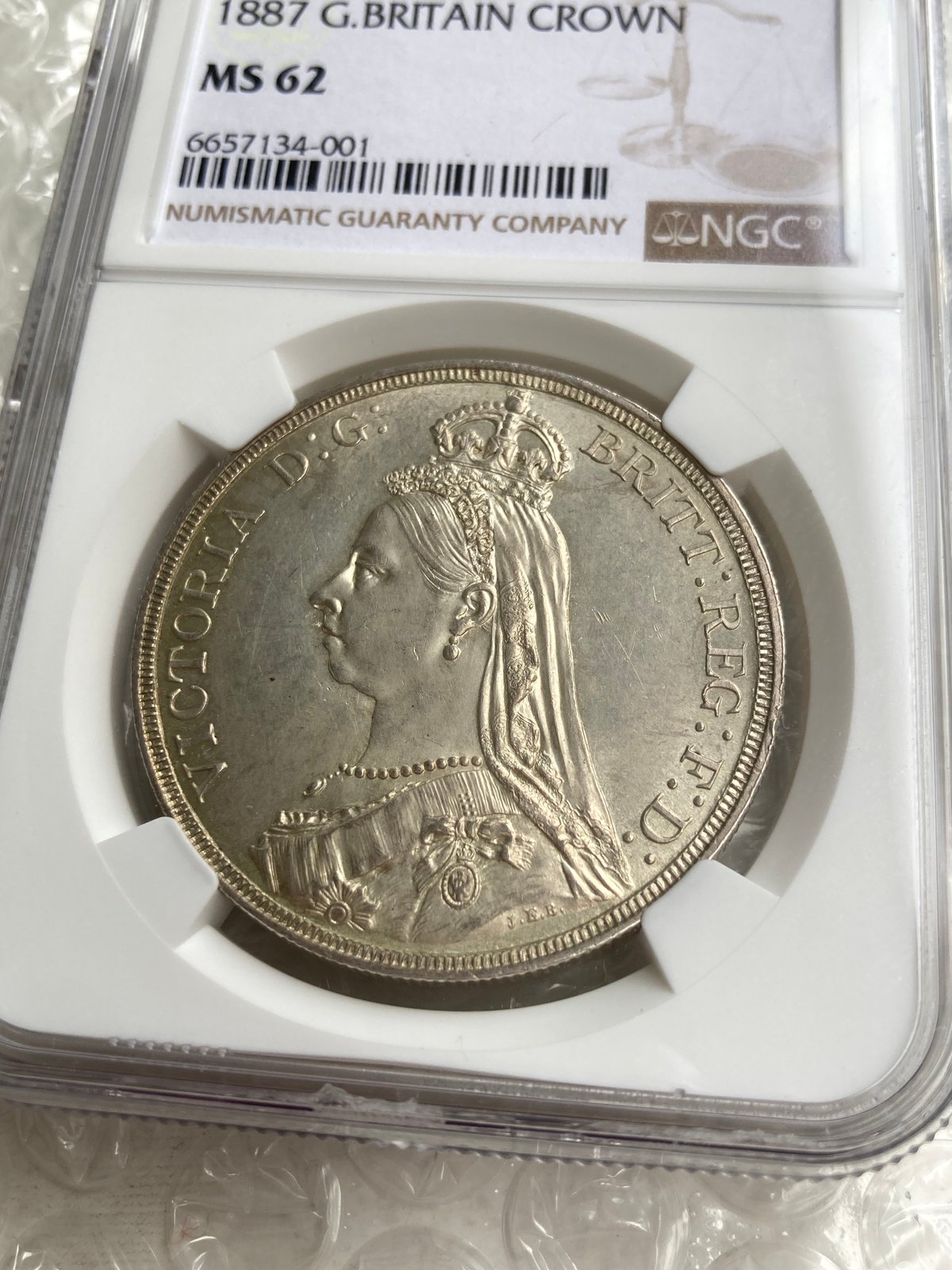 NGC鑑定MS62 ジュビリーヘッド 1887年 クラウン銀貨 ヴィクトリア女王