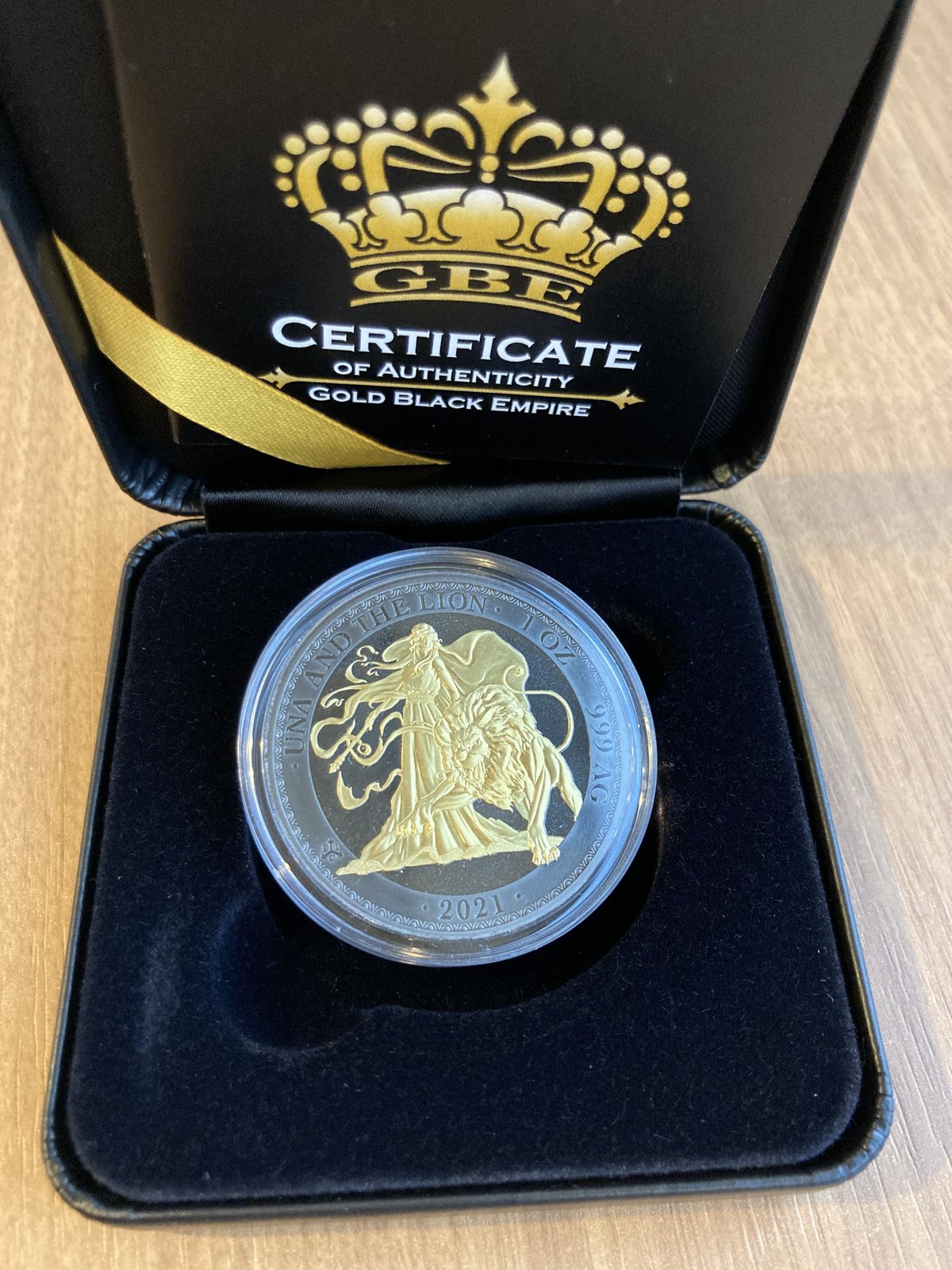 ウナとライオン 2021 ゴールドブラックエンパイア版 銀貨 1オンス