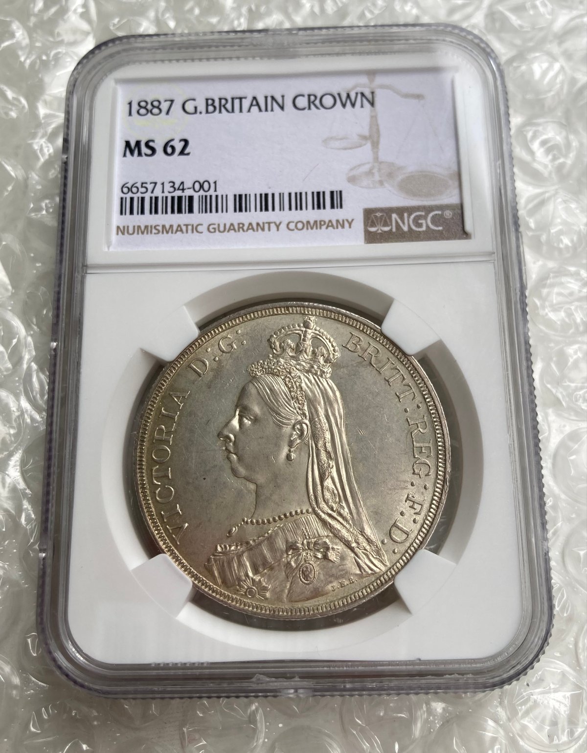NGC鑑定MS62 ジュビリーヘッド 1887年 クラウン銀貨 ヴィクトリア女王