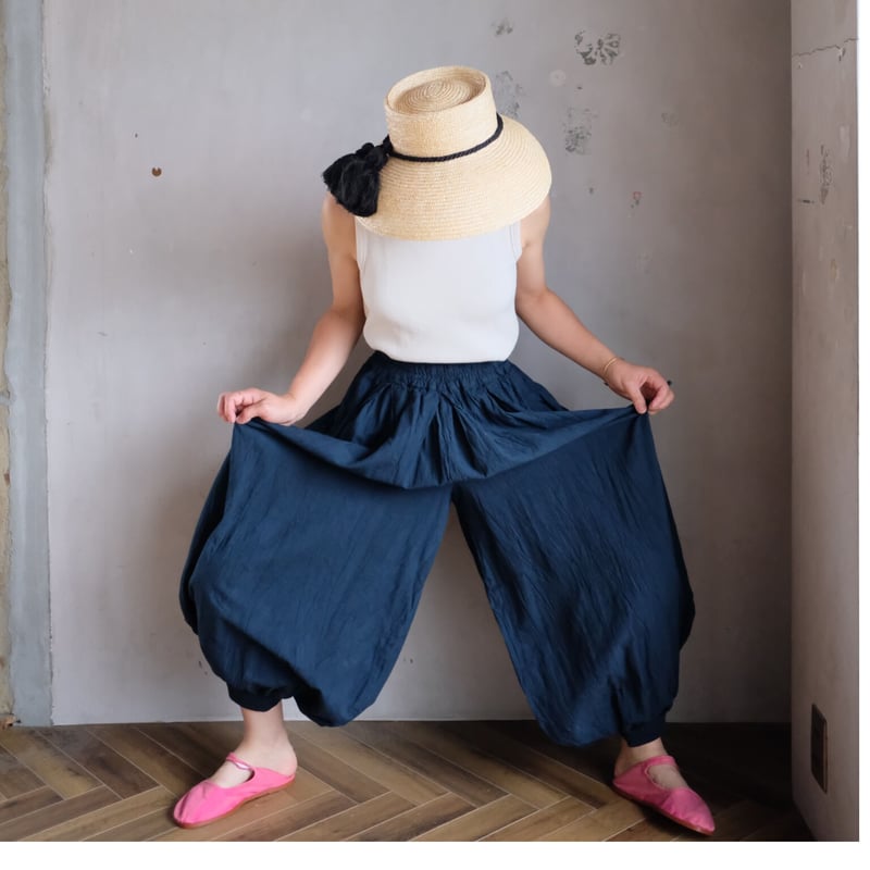 ヂェン先生の日常着 レギュラーバルーンパンツ M ネイビー 春夏生地