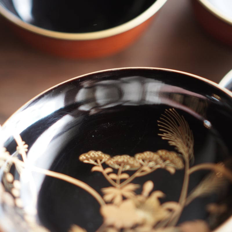 漆器椀 蓋付き 漆器 吸物椀 金 蒔絵 汁椀 明治 和食器 アンティーク