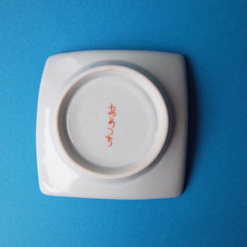 工房あめつち／Kobo Ametsuchi「色絵 雨の日角豆皿（お一人様2点まで