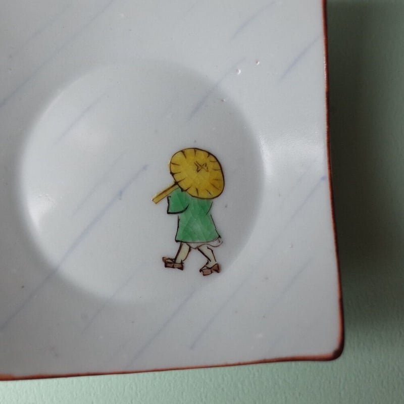工房あめつち／Kobo Ametsuchi「色絵 雨の日角豆皿（お一人様2点まで