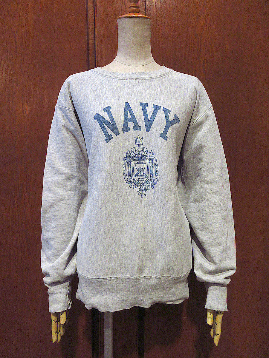 ビンテージ70's80's○Champion U.S.NAVY染み込みプリントリバース