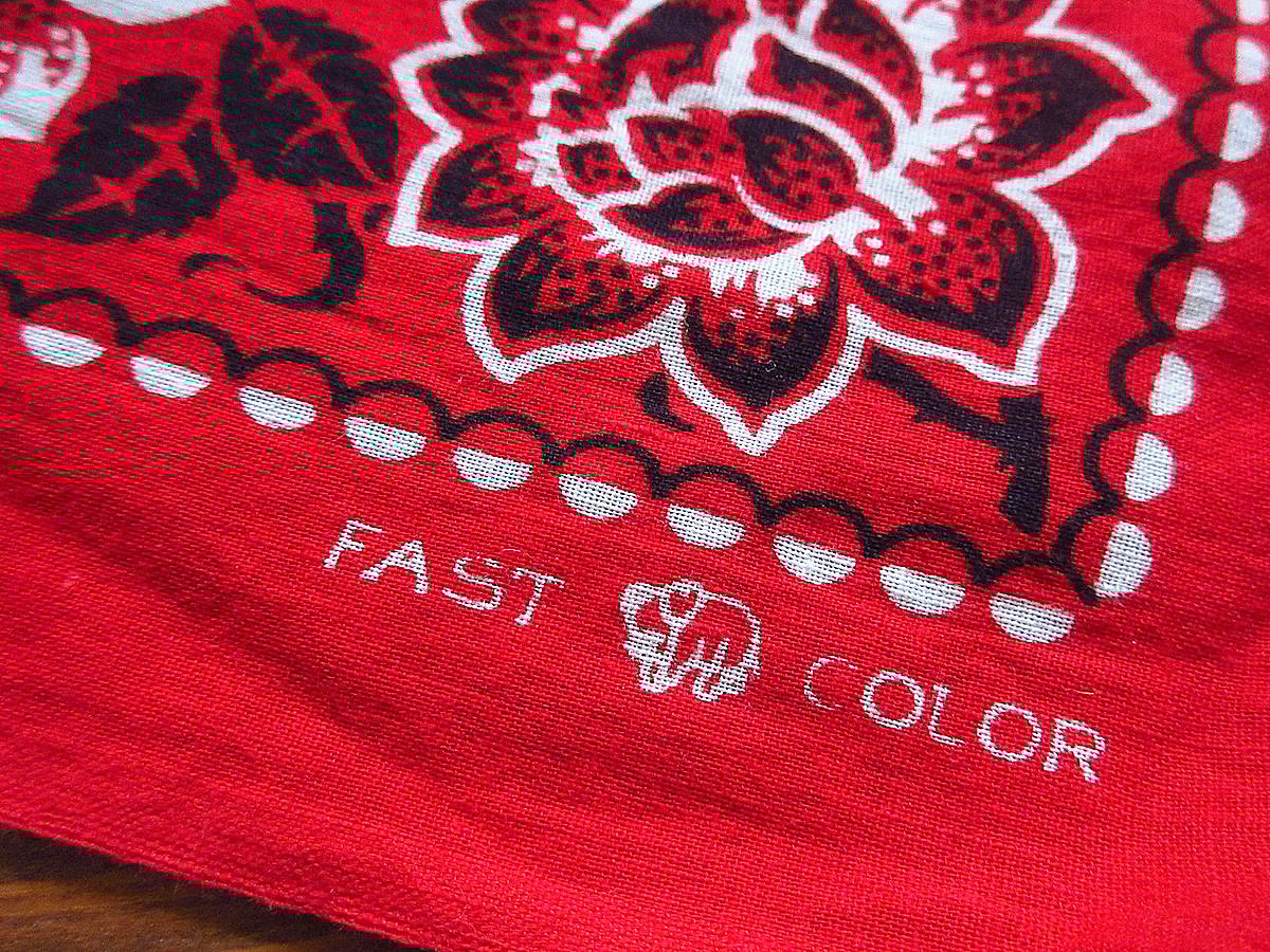ビンテージ40's○FAST COLOR下鼻象マークコットンバンダナ赤○240129k8