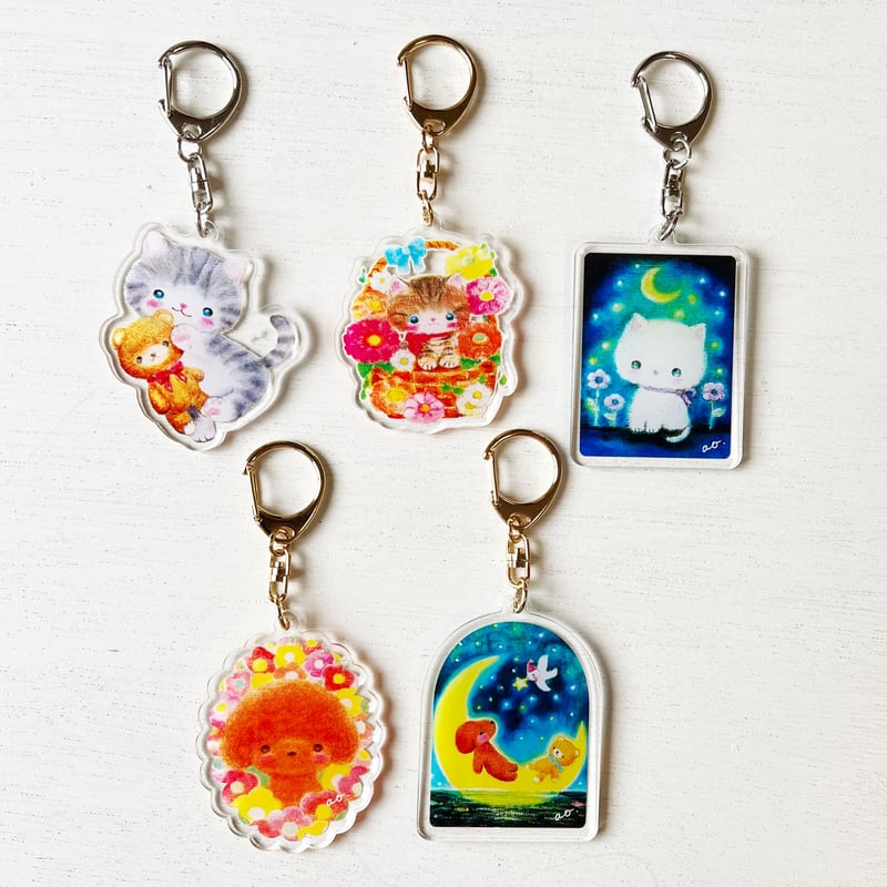まーおすすめ花柄アクリルキーホルダー 全5柄】かわいいアクリル