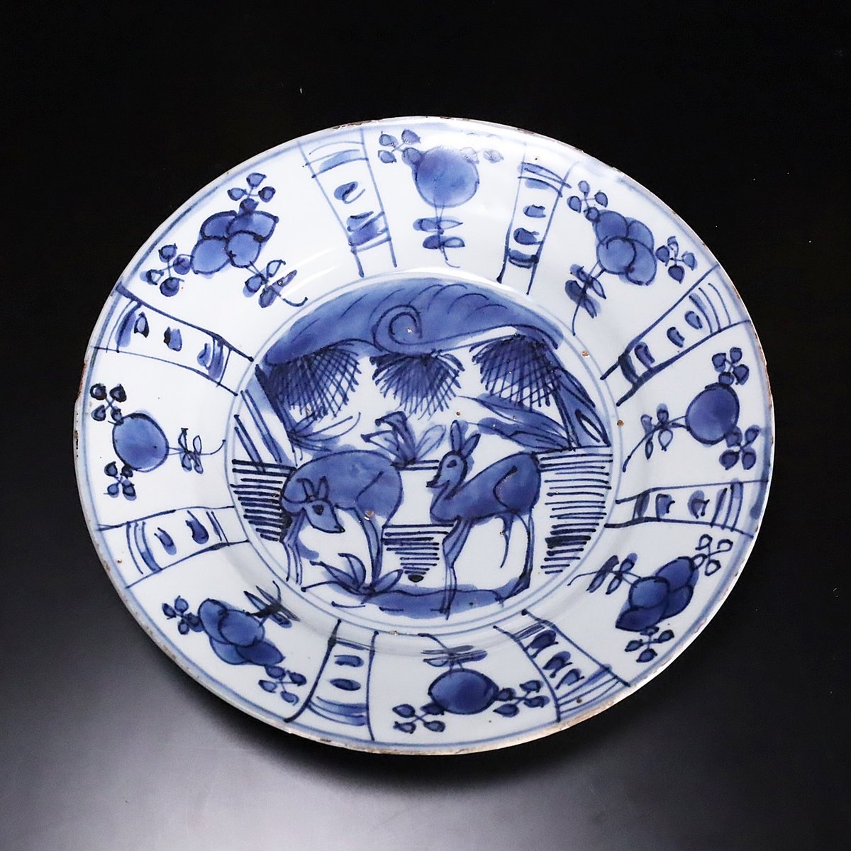 明 古染付鹿文七寸皿 十七客揃 | LYAN ARTS' Collection online