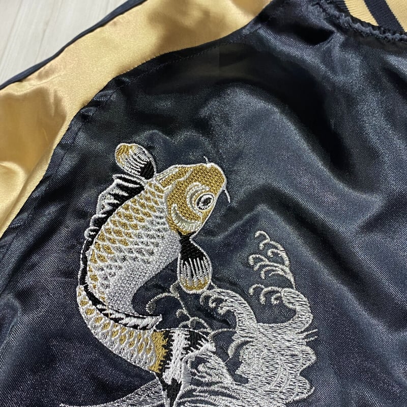 中綿入り Yokosuka刺繍入り スカジャン PUFF SUKAJAN 龍鯉 Dragon