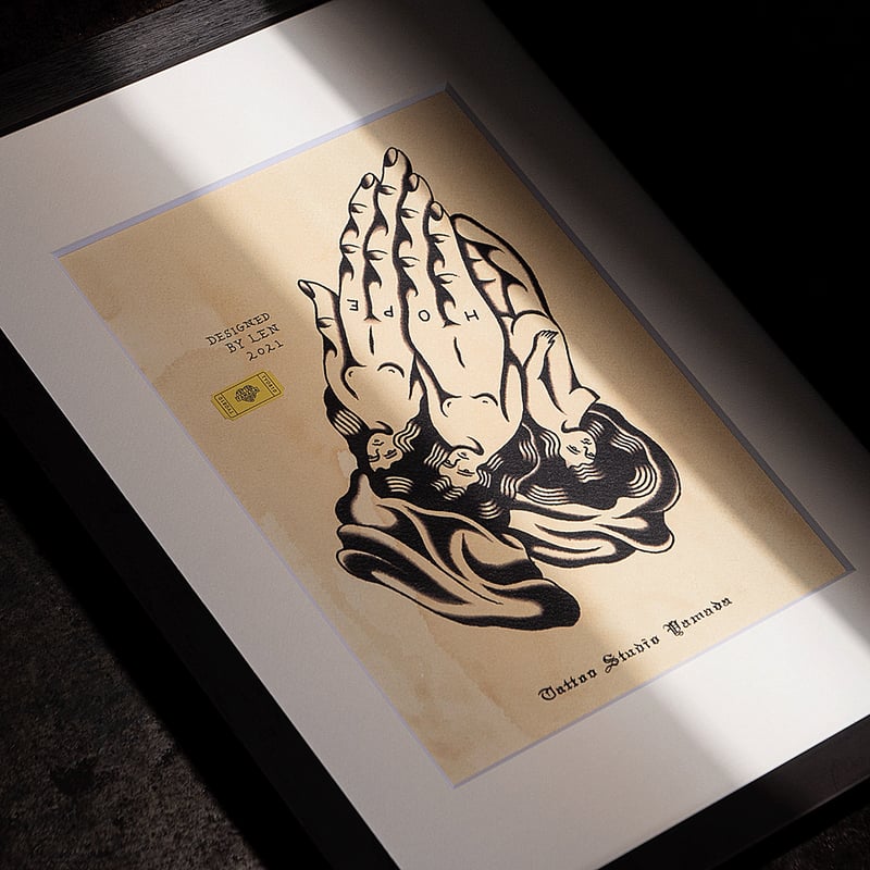 TATTOO FLASH POSTER【 Praying Hands 】 | tattoost