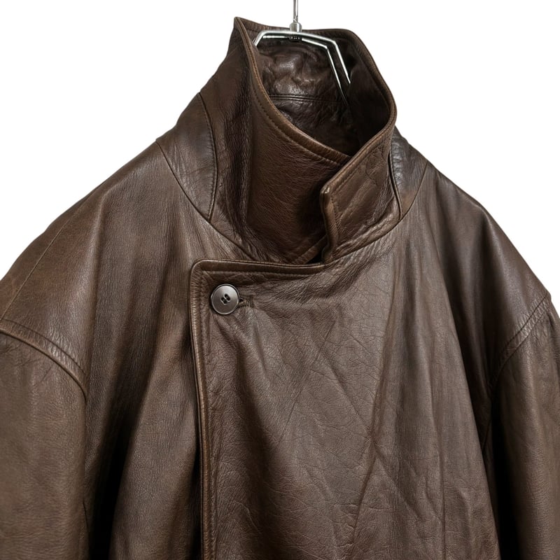 90s French agnes b. HOMME calf leather brown co