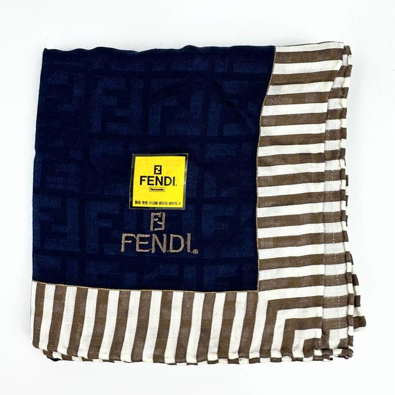 フェンディ FENDI バンダナ ハンカチ スカーフ ネイビー 紺色 メンズ